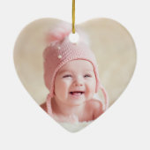 ベビーの初めてのクリスマス誕生統計フォトハート セラミックオーナメント (裏面)