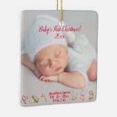 ベビーの初めてのクリスマス誕生統計年 セラミックオーナメント (右)