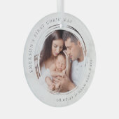 ベビーの初めてのクリスマス誕生統計Marble Photo ガラスオーナメント (正面右)