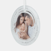 ベビーの初めてのクリスマス誕生統計Marble Photo ガラスオーナメント (正面左)