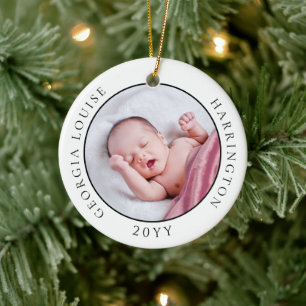 ベビーの初めてのクリスマス誕生統計Photo Keepsake セラミックオーナメント
