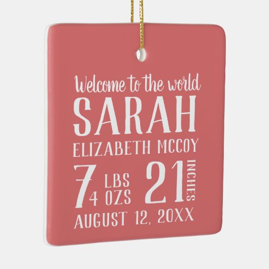 ベビーの初めてのクリスマス誕生Stat写真 セラミックオーナメント (右)
