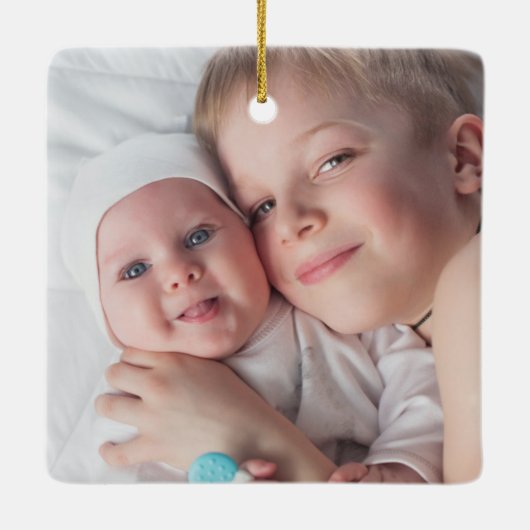 ベビーの初めてのクリスマス誕生Stat写真 セラミックオーナメント (裏面)