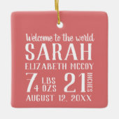 ベビーの初めてのクリスマス誕生Stat写真 セラミックオーナメント (正面)