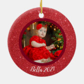 ベビーの初めてのクリスマス2サイドフォトオーナメント セラミックオーナメント (裏面)