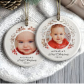 ベビーの初めてのクリスマス2フォト切り出しフレーム セラミックオーナメント