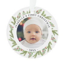 ベビーの初めてのクリスマス2枚の写真Greenery