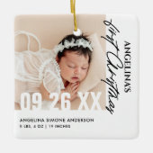 ベビーの初めてのクリスマス2 – 写真名&誕生詳細 セラミックオーナメント (正面)