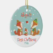 ベビーの初めてのクリスマス – かわいいウッドランドキツネ セラミックオーナメント (右)