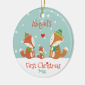 ベビーの初めてのクリスマス – かわいいウッドランドキツネ セラミックオーナメント (左)