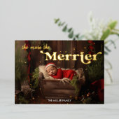 ベビーの初めてのクリスマス にぎやかで楽しい 写真 箔シーズンカード (立ち正面)