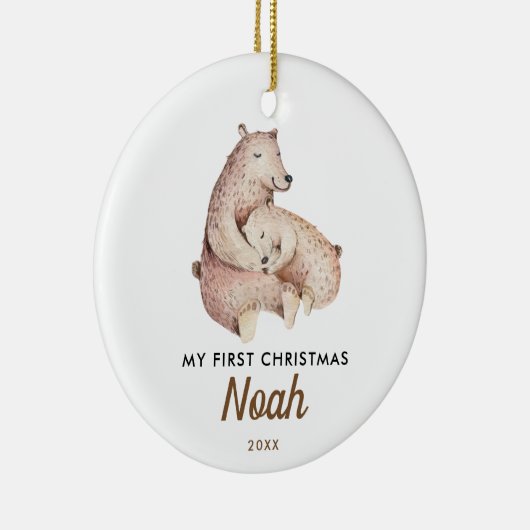 ベビーの初めてのクリスマス|のかわいいベビーくまのオーナメント セラミックオーナメント (右)