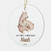 ベビーの初めてのクリスマス|のかわいいベビーくまのオーナメント セラミックオーナメント (左)