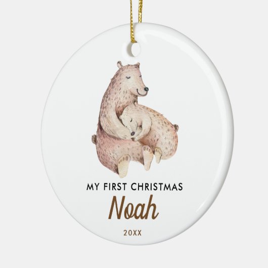 ベビーの初めてのクリスマス|のかわいいベビーくまのオーナメント セラミックオーナメント (左)