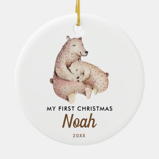ベビーの初めてのクリスマス|のかわいいベビーくまのオーナメント セラミックオーナメント (裏面)