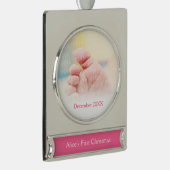 ベビーの初めてのクリスマス|の女の子 シルバープレートバナーオーナメント (右)