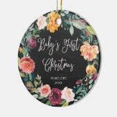 ベビーの初めてのクリスマス|の黒板の花柄の写真 セラミックオーナメント (左)