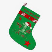ベビーの初めてのクリスマス-カスタマイズ名前- ラージクリスマスストッキング (正面 (吊り時))