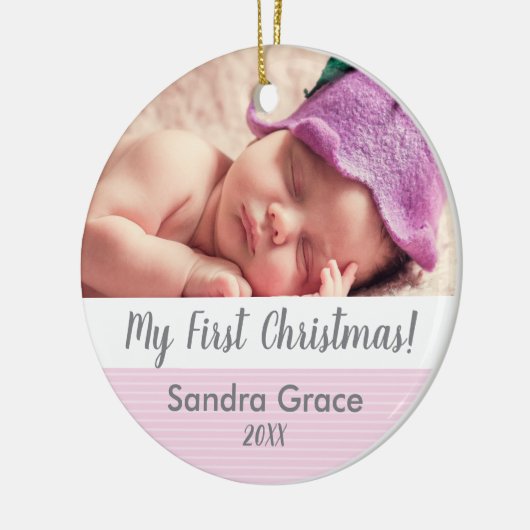 ベビーの初めてのクリスマス、カスタムフォトオーナメント セラミックオーナメント (左)
