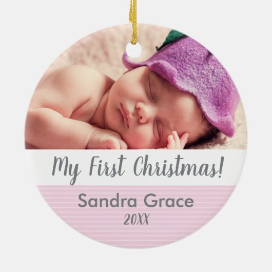 ベビーの初めてのクリスマス、カスタムフォトオーナメント セラミックオーナメント (裏面)