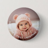 ベビーの初めてのクリスマス-シンプルフォトカーブ型 缶バッジ (正面)