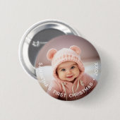 ベビーの初めてのクリスマス-シンプルフォトカーブ型 缶バッジ (正面&裏面)