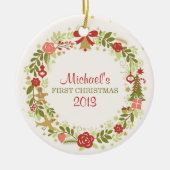 ベビーの初めてのクリスマス セラミックオーナメント (正面)