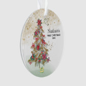 *~*ベビーの初めてのクリスマス-トラック·ツリー·ピース·ドーブ オーナメント (正面)