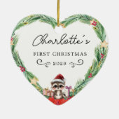 ベビーの初めてのクリスマス-ハートとルーン セラミックオーナメント (裏面)