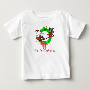 ベビーの初めてのクリスマス ベビーTシャツ