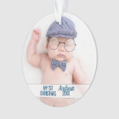 ベビーの初めてのクリスマス（写真あり） オーナメント (正面)