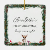 ベビーの初めてのクリスマス – 写真 – トナカイ セラミックオーナメント (裏面)