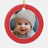ベビーの初めてのクリスマス – 名前が後ろに付いた写真 セラミックオーナメント (正面)