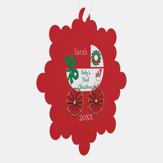 ベビーの初めてのクリスマス(名前と日付) オーナメントカード (右)