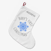 ベビーの初めてのクリスマス-名前を個人化して下さい ラージクリスマスストッキング (正面 (吊り時))