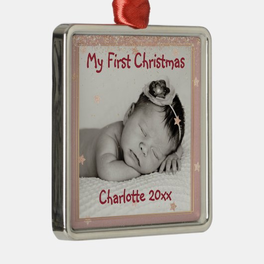 ベビーの初めてのクリスマス，名前， メタルオーナメント (右)
