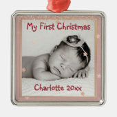 ベビーの初めてのクリスマス,名前, メタルオーナメント (正面)