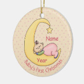 ベビーの初めてのクリスマス – 月に眠る(女の子) セラミックオーナメント (左)