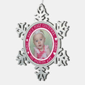 ベビーの初めてのクリスマス-素晴らしギフトRED スノーフレークピューターオーナメント (右)