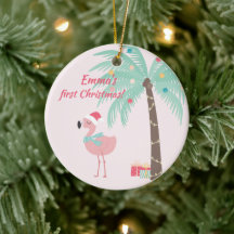 ベビーの初めてのクリスマス- Sweet Santa Flamingo