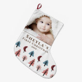 ベビーの初めてのクリスマスCookieツリー写真 ラージクリスマスストッキング (正面 (吊り時))