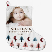 ベビーの初めてのクリスマスCookieツリー写真 ラージクリスマスストッキング (正面)