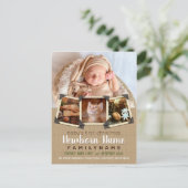 ベビーの初めてのクリスマスInstagramの写真Burlap シーズンポストカード (スタンド正面)