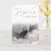 ベビーの初めてのクリスマスJoyous -ベビーの写真 カード (黄色い花)