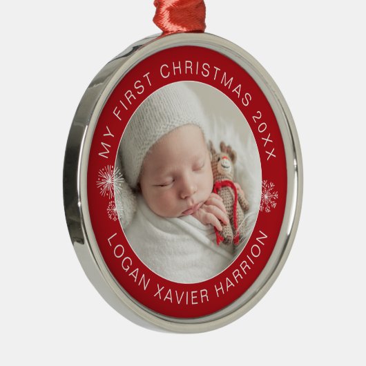 ベビーの初めてのクリスマスKeepsake写真 メタルオーナメント (右)
