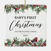 ベビーの初めてのクリスマスKeepsake セラミックオーナメント (裏面)