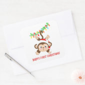 ベビーの初めてのクリスマスmonkey add message sticker スクエアシール (封筒)