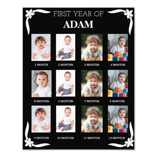 ベビーの初年写真看板1年目 フォトプリント            (正面)