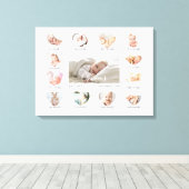 ベビーの初年度ハート写真Keepsake Collage キャンバスプリント (インサイチュ (ウッドフロア))