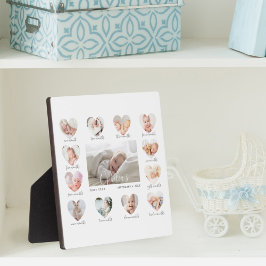 ベビーの初年度ハート写真Keepsake Collage フォトプラーク